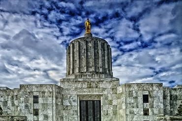 The Golden Man statue at the Oregon state capitol.