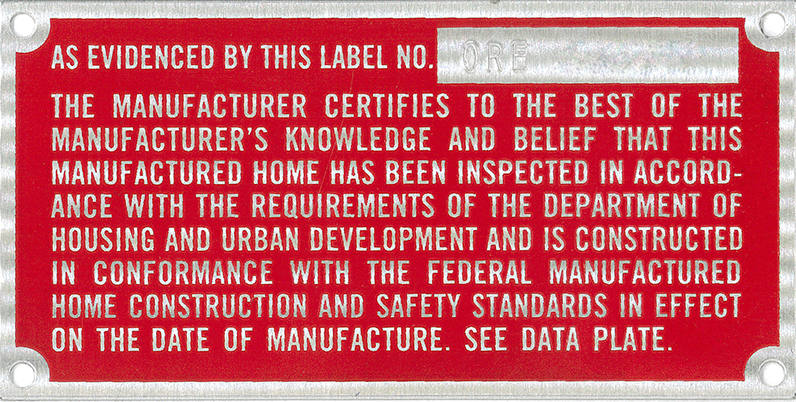 Example certification label
