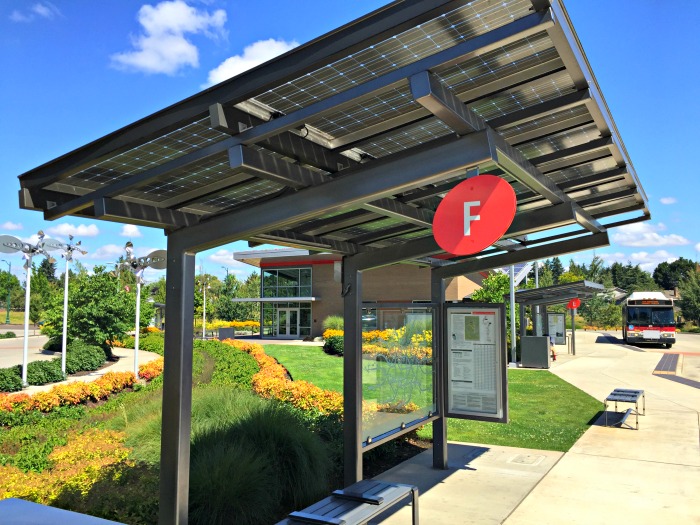 Solar canopy at transit station