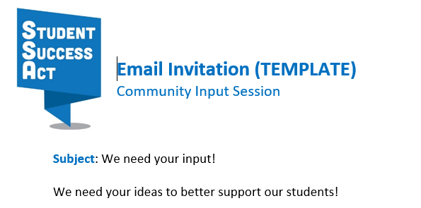 Community Input Session Email Message