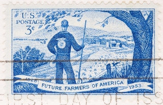 Image of a 1953 postage stamp commemorating the Future Farmers of America