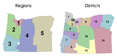 ODOT Districts and Regions
