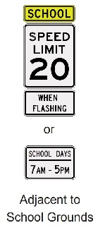 Speed signs adjacent to school grounds