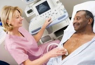 Man receiving an electro cardio chest procedure