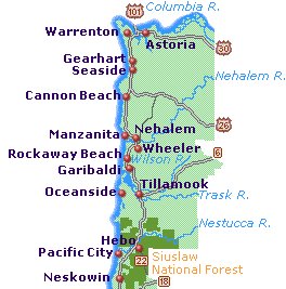 North Coast Oregon Beaches Map