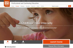 screenshot of welcome page to online childhood food insecurity course