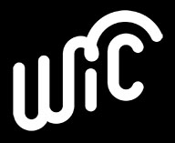 WIC logo white on black background