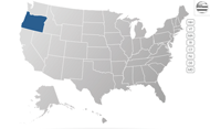 US map with Oregon highlighted in blue