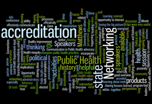 Accreditation Wordle showing key words like networking, helpful, state, networking and thinking