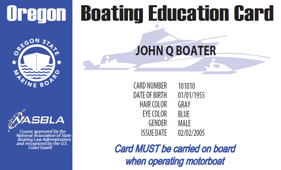 Oregon Boater Education Card