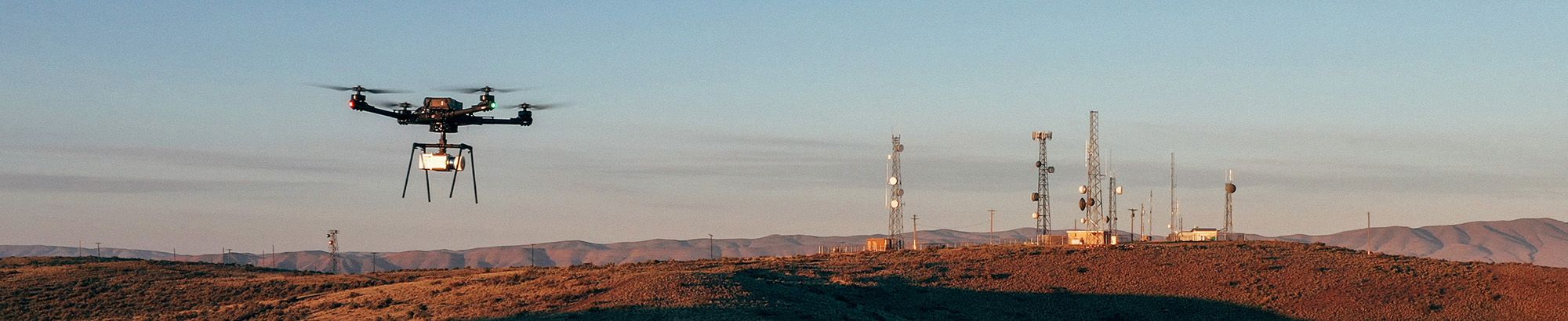 Drone flying over desert hills