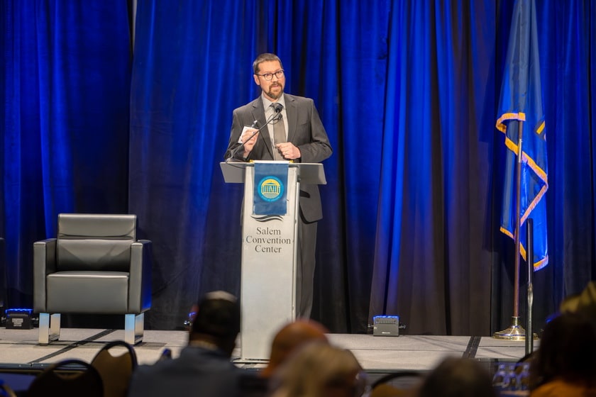 Mark Leymon delivers a keynote address