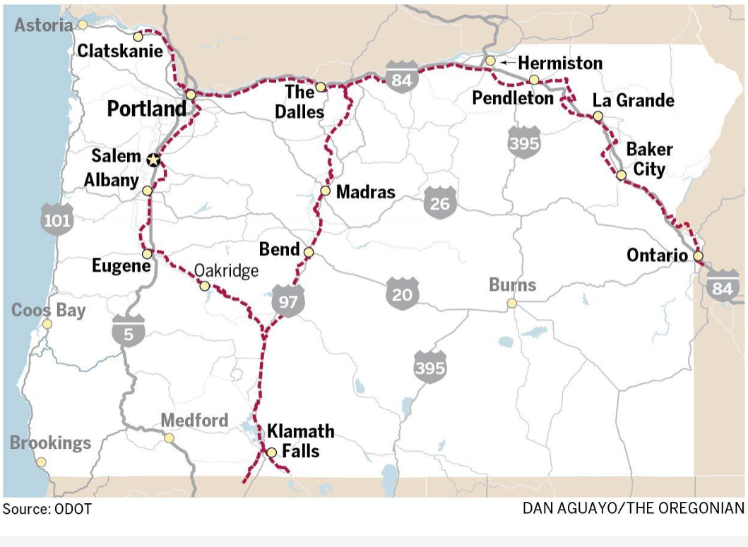 oil train routes in Oregon