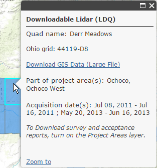 lidar data downloadable layer popup info