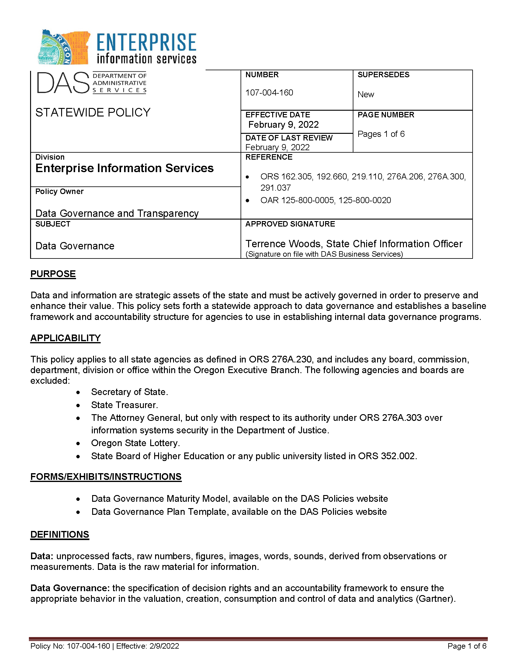 visual of policy page