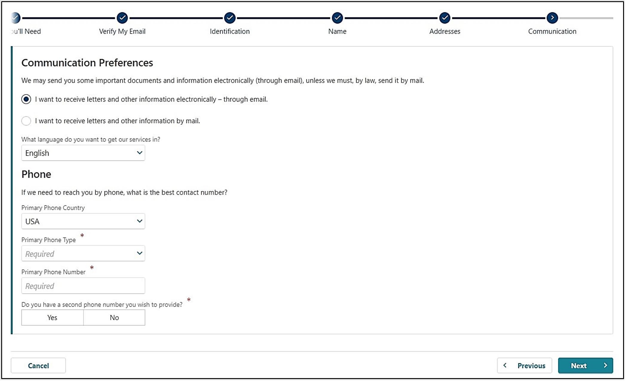 Image showing how to select your communication preferences in Frances Online