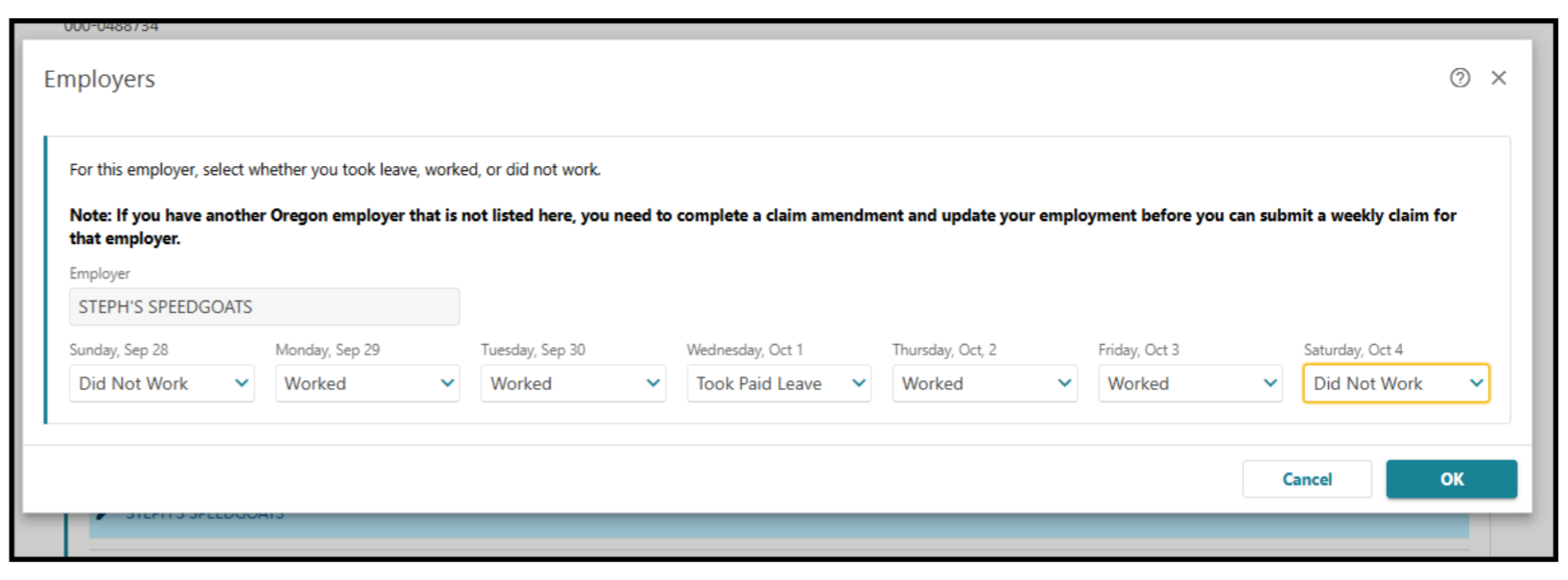 Image showing how to select days you worked and days you took paid leave