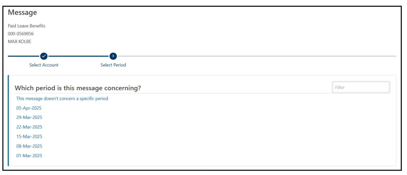 image showing how to select the program that your message is about