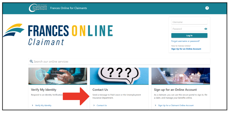 Image showing how to contact us if you don't have access to Frances Online