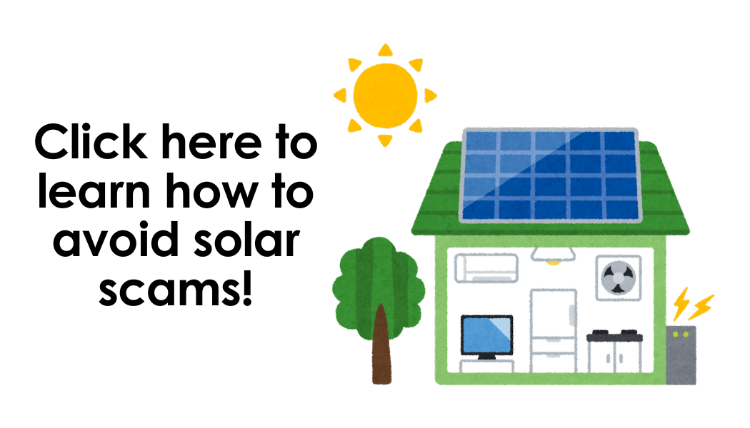 An image with a link to a website about avoiding solar scams.
