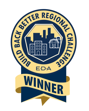 Award ribbon for EDA's Build Back Better REgional Challenge