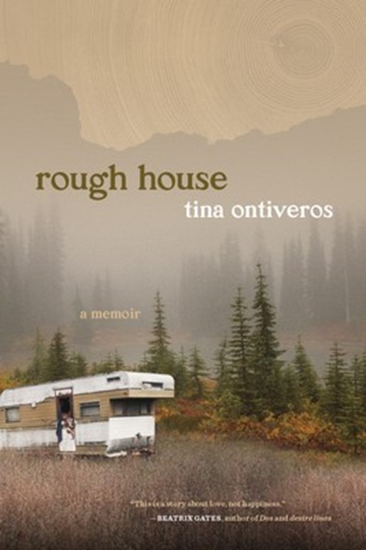 rough house book cover featuring a camper in a foggy PNW field