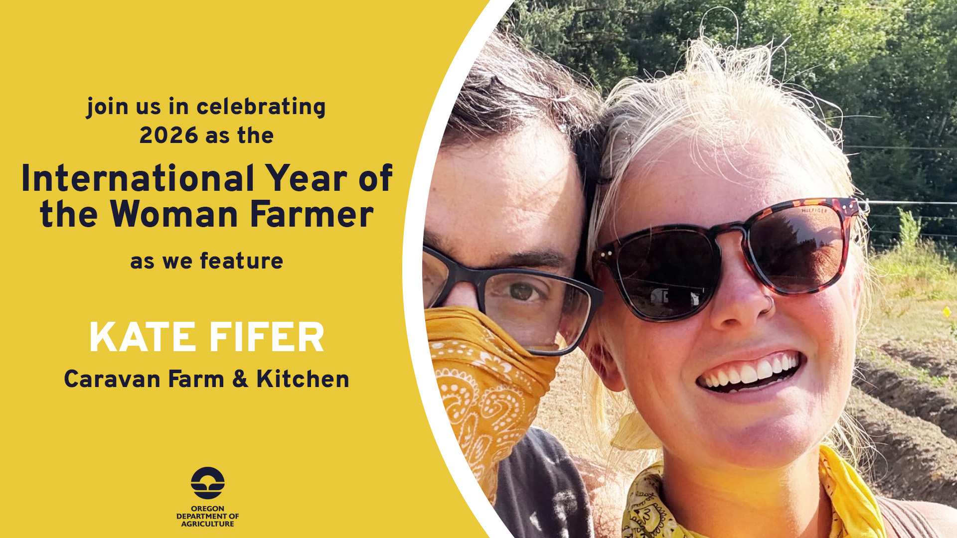 Kate Fifer, featured on February 20, 2026 by ODA for 2026's International Year of the Woman Farmer