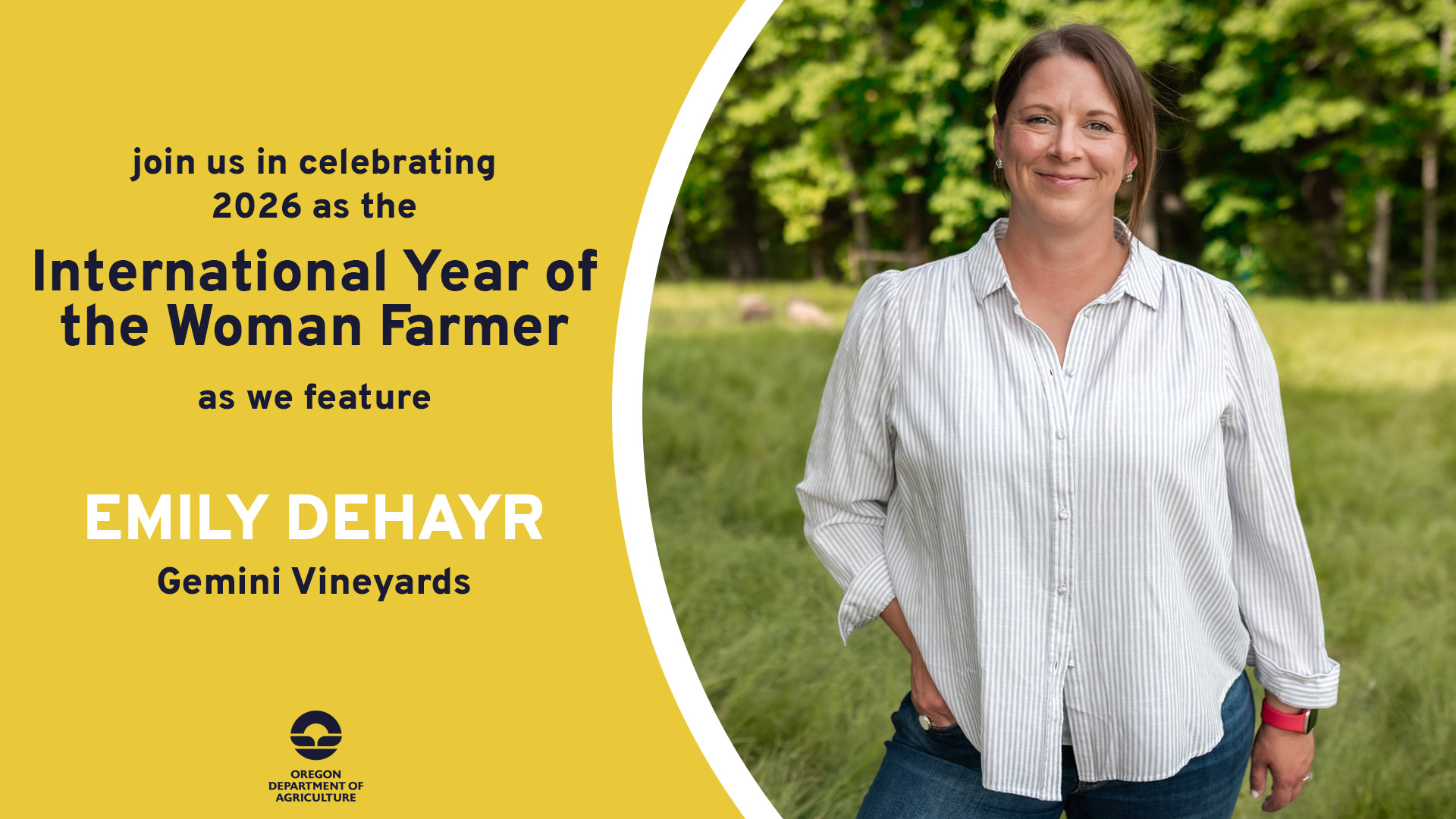 Emily DeHayr, featured on May 1, 2026 by ODA for 2026's International Year of the Woman Farmer
