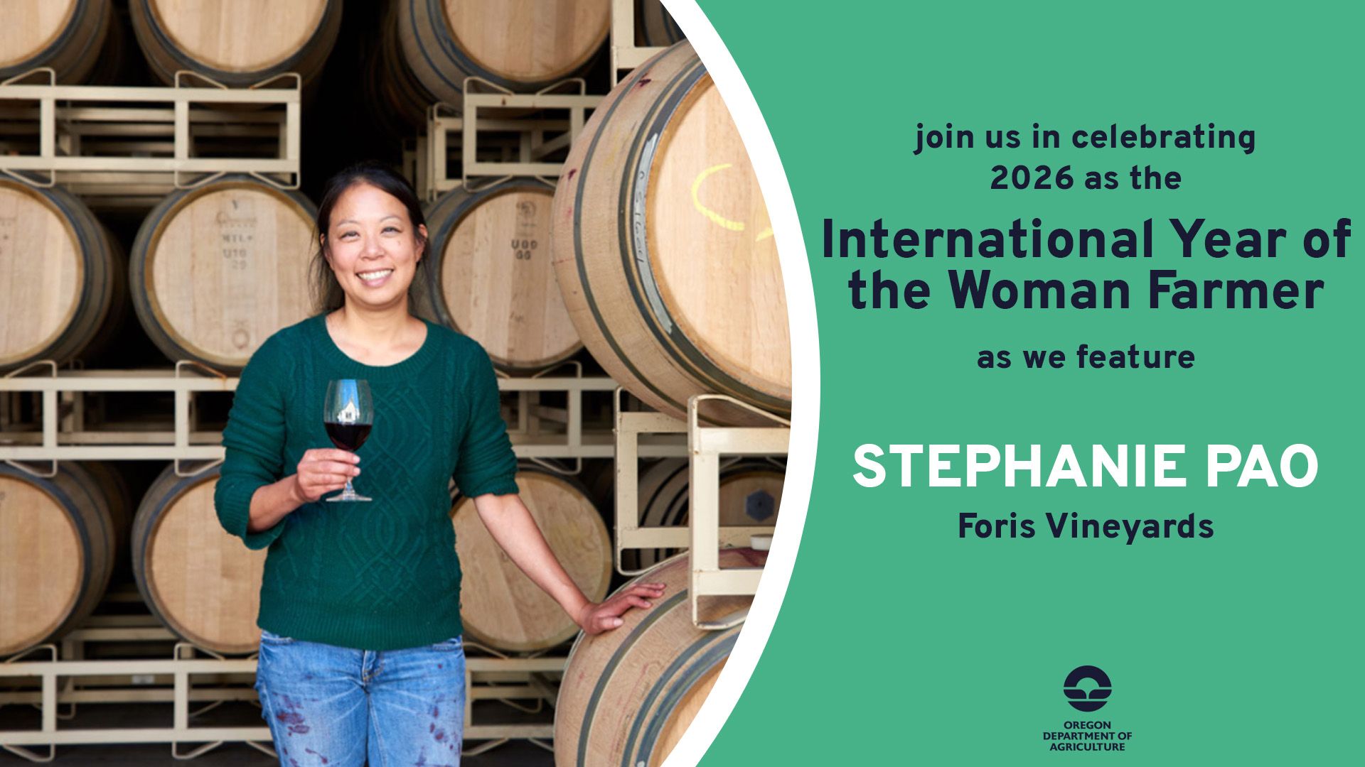 Stephanie Pao, featured on May 8, 2026 by ODA for 2026's International Year of the Woman Farmer