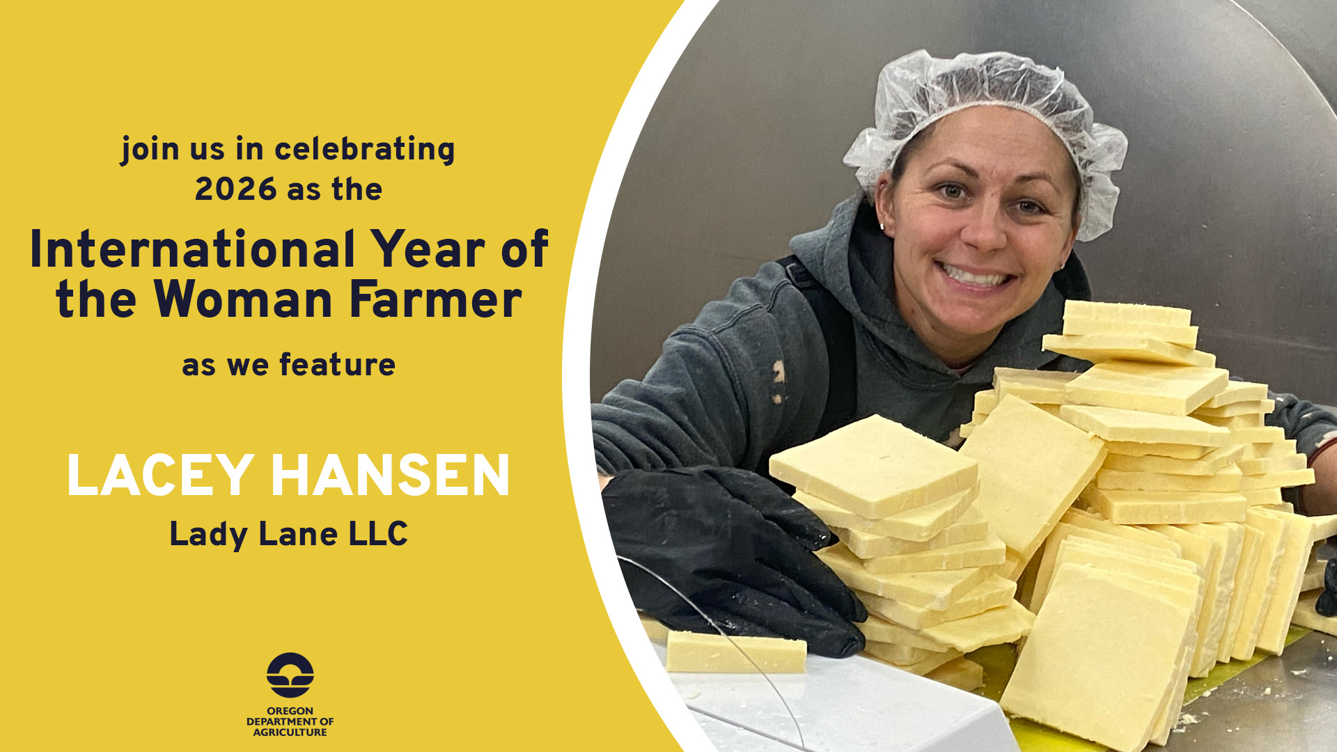 Lacey Hansen, featured on June 5, 2026 by ODA for 2026's International Year of the Woman Farmer