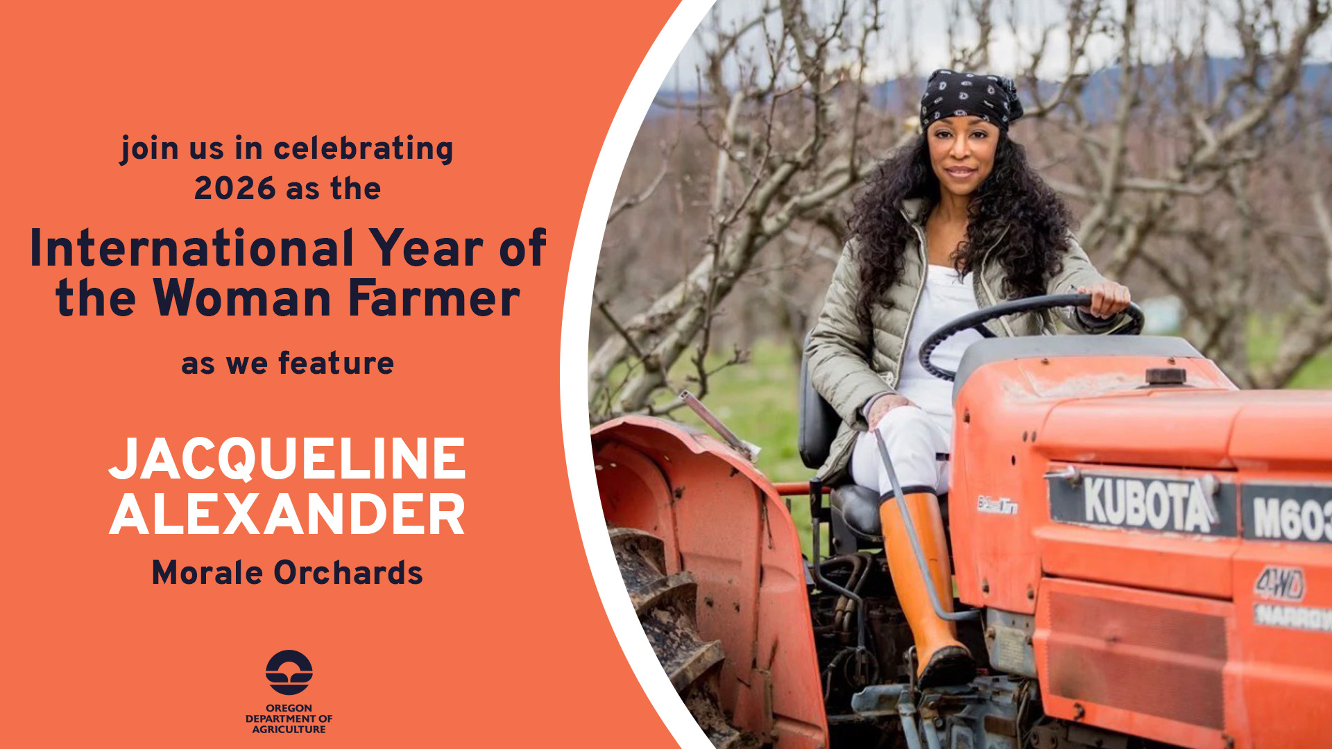 Jacqueline Alexander, featured on June 19, 2026 by ODA for 2026's International Year of the Woman Farmer