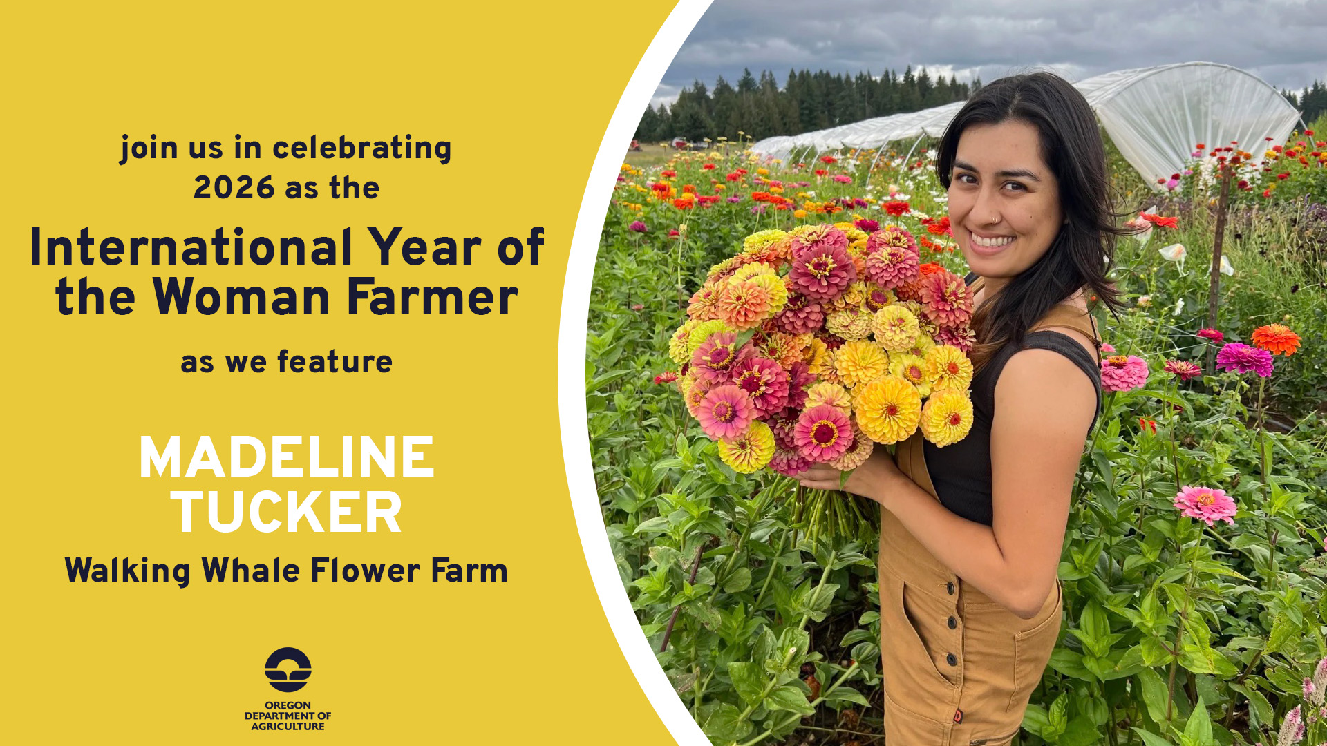 Madeline Tucker, featured on July 3, 2026 by ODA for 2026's International Year of the Woman Farmer