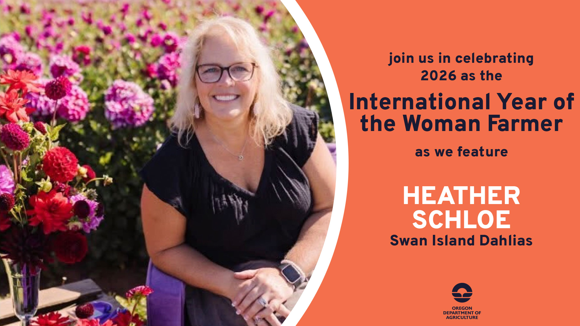 Heather Schloe, featured on September 4, 2026 by ODA for 2026's International Year of the Woman Farmer
