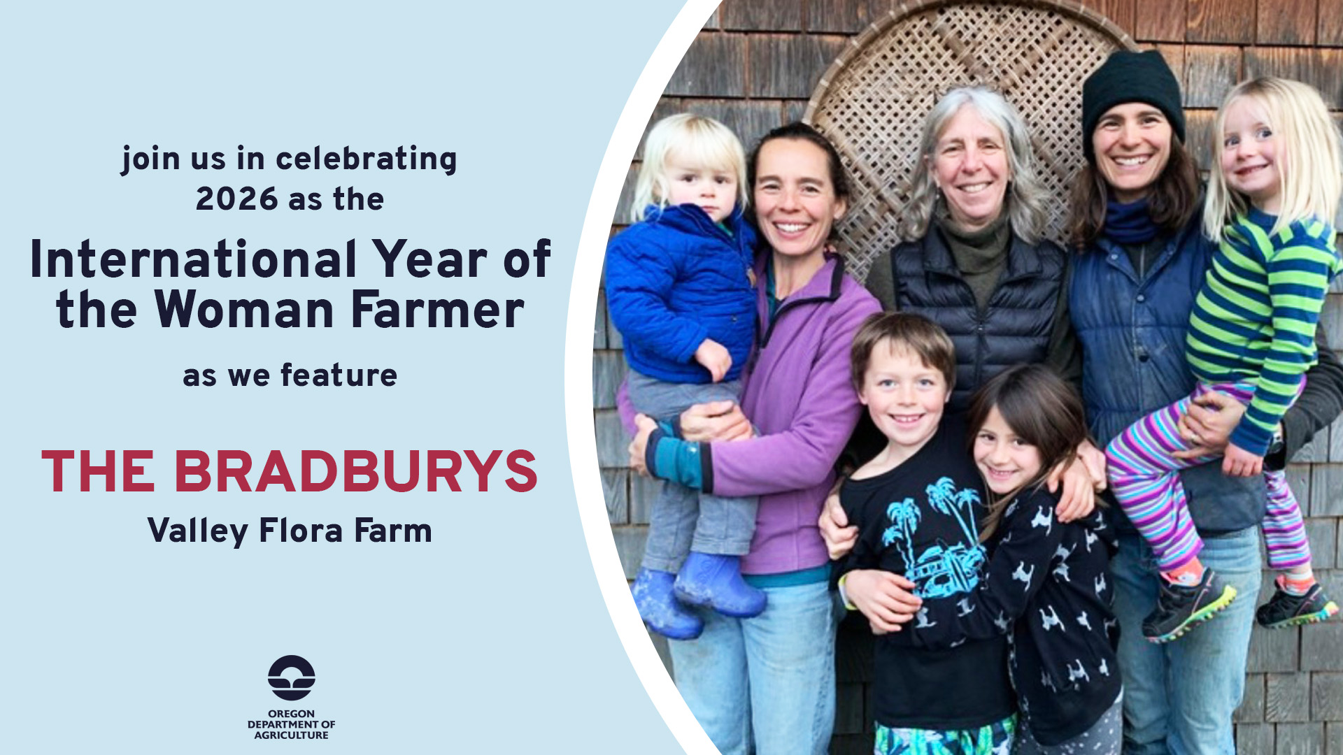 The Bradburys of Valley Flora Farm, featured on October 23, 2026 by ODA for 2026's International Year of the Woman Farmer
