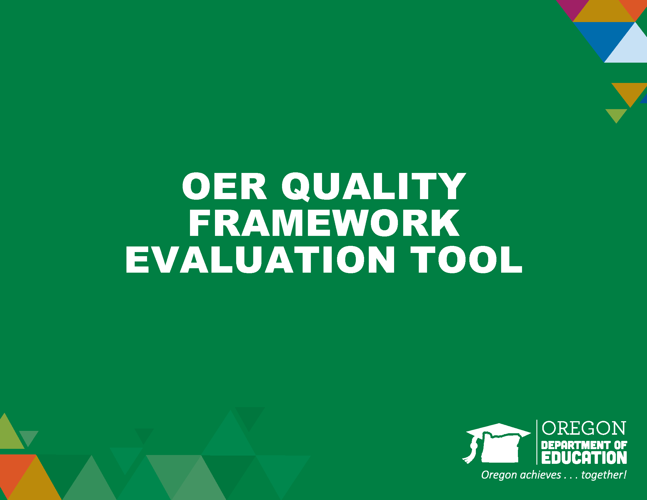 OER quality framework evaluation tTool