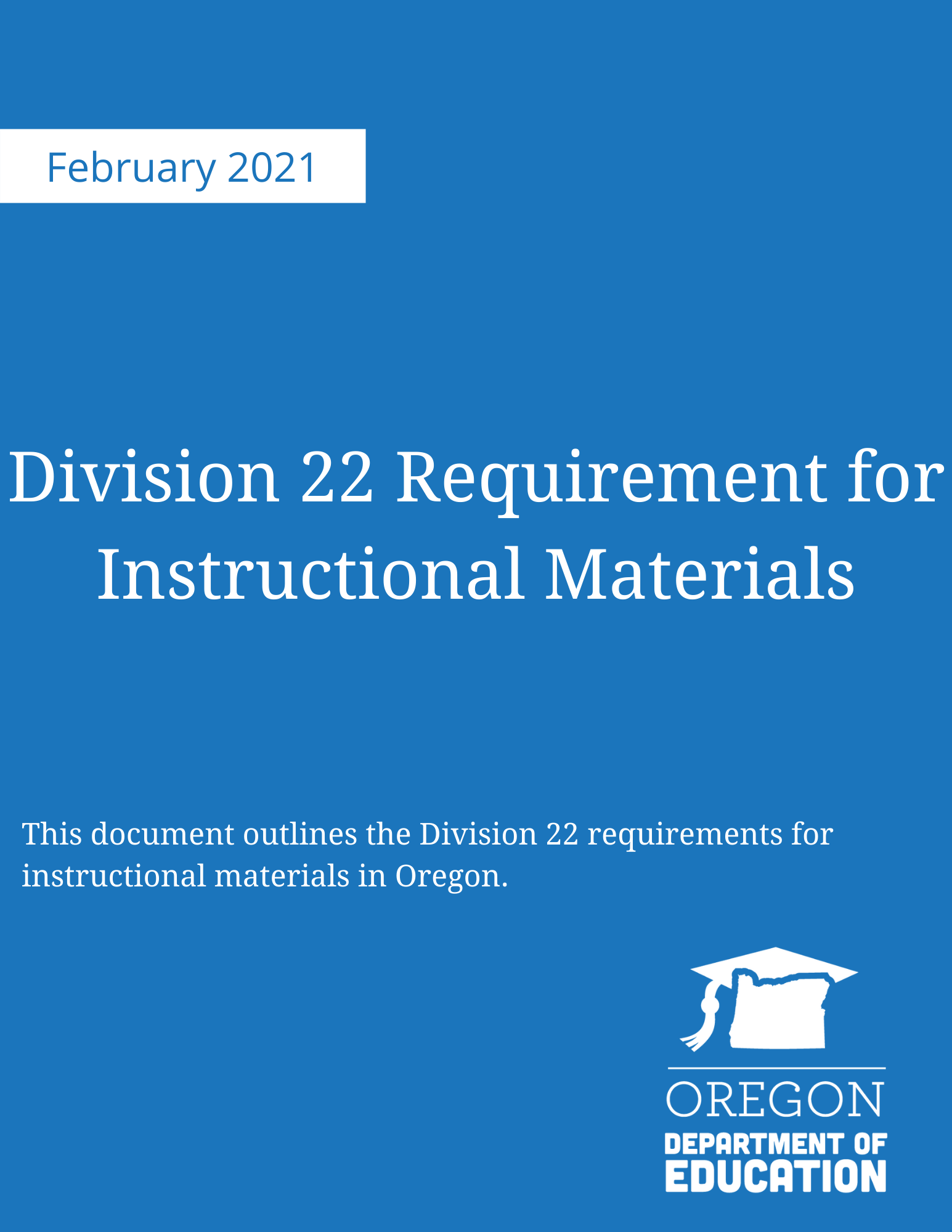 Divisions 22 Requirements for Instructional Materials