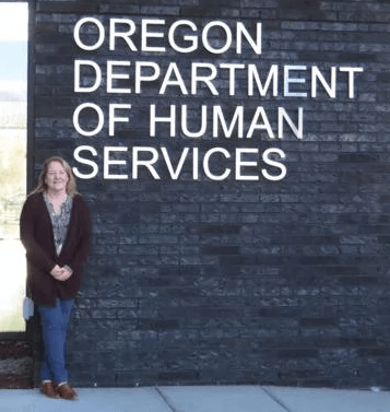 District Manager Maurita Johnson stands outside the Oregon Department of Human Services location in Klamath County