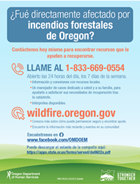 ¿Le han afectado los incendios forestales de Oregon? Llame al 833-669-0554