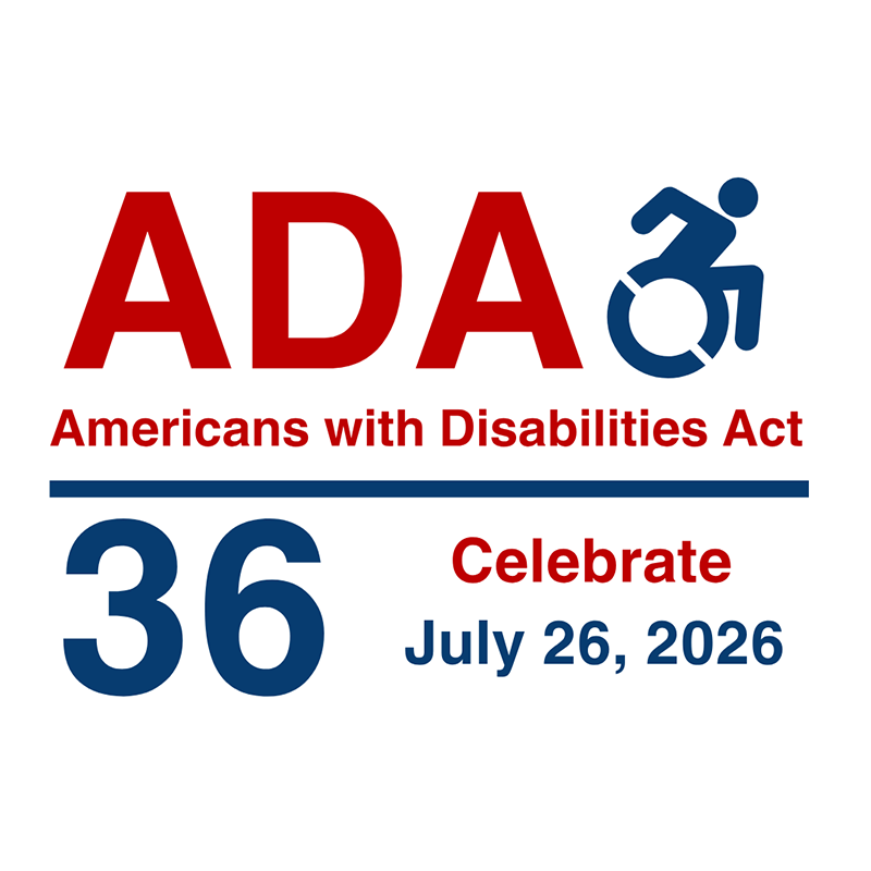 ADA celebration logo 2026 - Credit: ADA National Network (adata.org) 1-800-949-4232