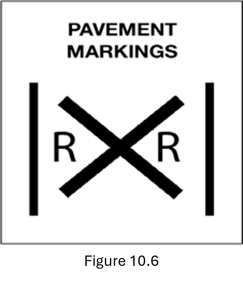 Figure 10.6 - pavement markings for rail road crossing