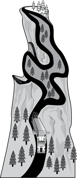 image of a CDL truck on a drawing of a hill