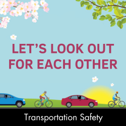 A safe spring day with cars and bikes sharing the road. Let’s look out for each other.