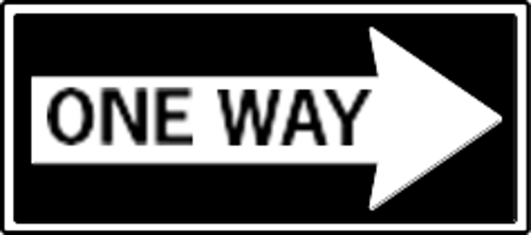 Señal de un solo sentido con flecha negra en el interior