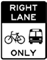 Señal del carril derecho solo para bicicletas y autobuses