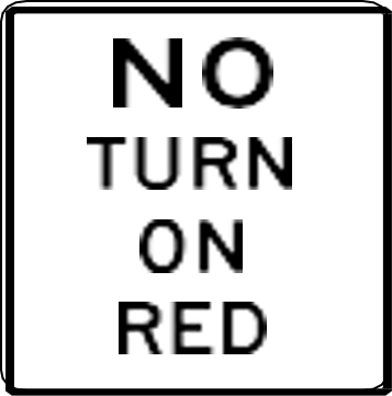 Señal de prohibido girar en rojo