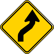 Señal de curva a la derecha, curva a la izquierda