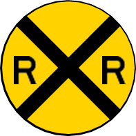 Señal de cruce de ferrocarril adelante