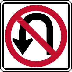 Señal prohibe vueltas en U