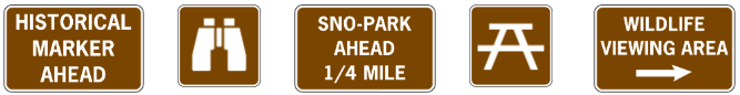 Señal: monumento histórico más adelante, de binoculares, SNO-PARK, mesa de picnic, área de observación de vida silvestre