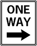 Señal de un solo sentido con una flecha negra apuntando a la derecha